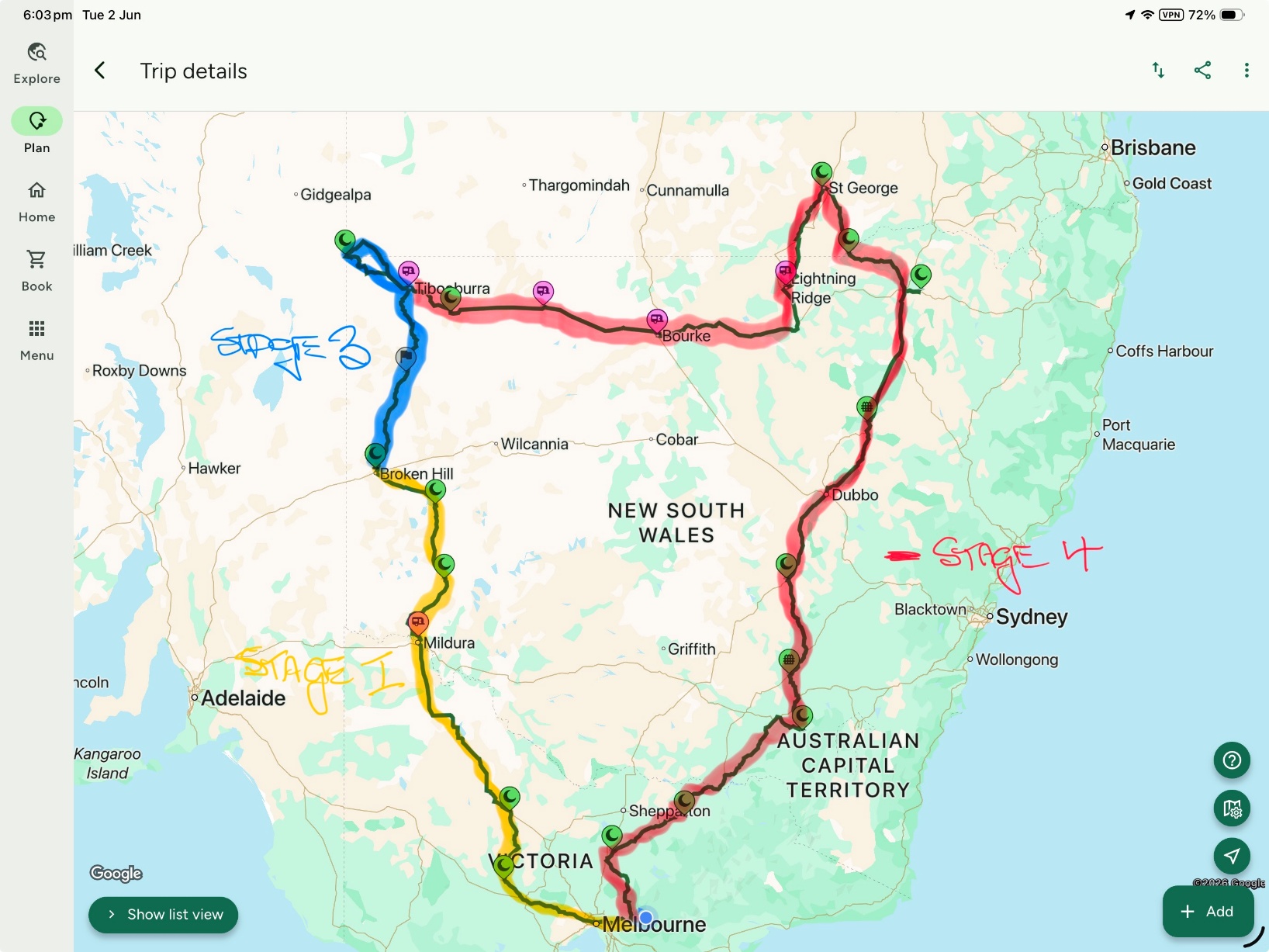 Vic Tagalong to Broken Hill Route
